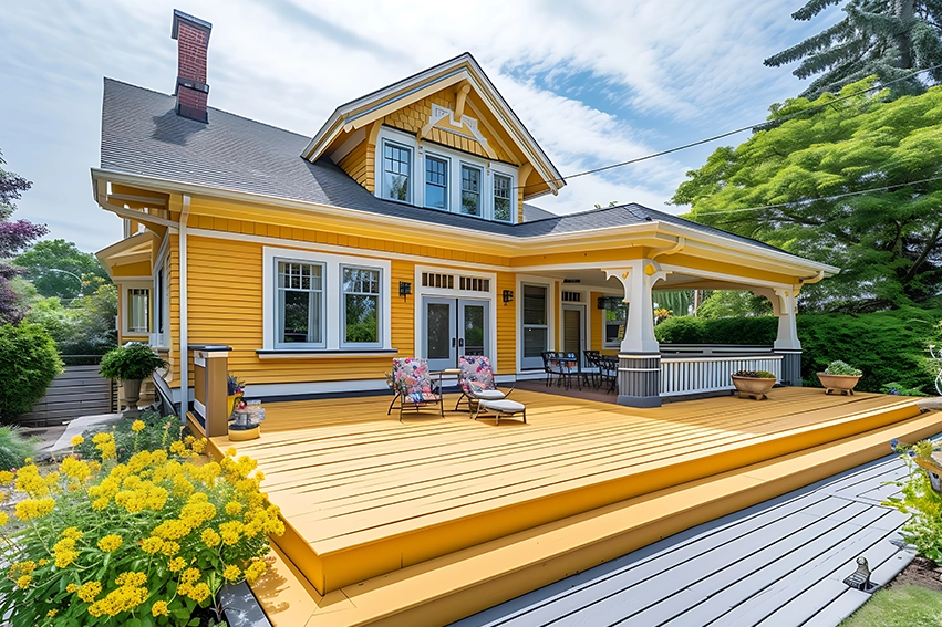 Custom deck construction on residential home
