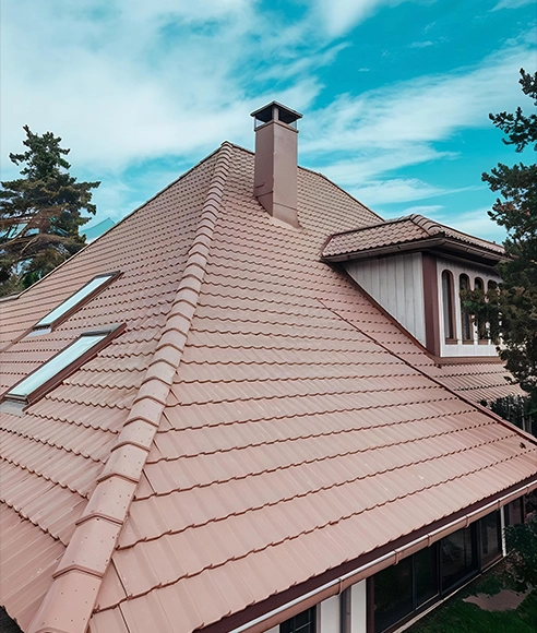 Metal roofing installation on residential home