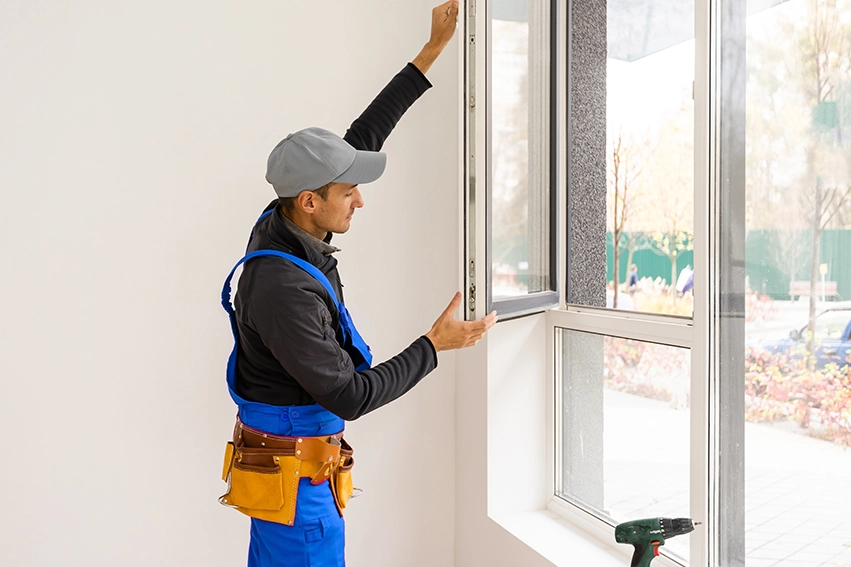 Window installer fitting replacement window
